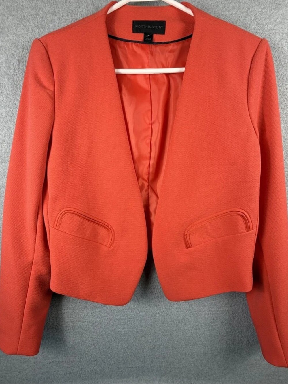 Worthington Women's Coral-Orange Open Front Blazer